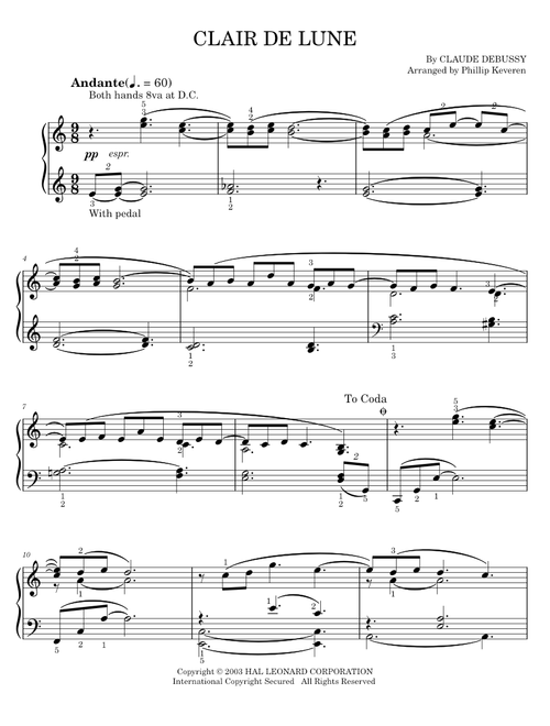 Clair de lune - Claude Debussy (Easy Piano)
