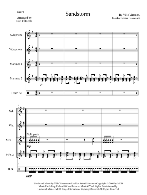 Sandstorm (Arr. Tom Catricala) - Averi (Percussion Ensemble)