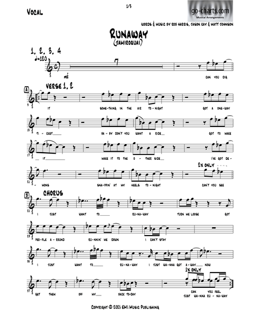 Runaway (Arr. Andy Davidson go-charts.com) - Jamiroquai (Full Orchestra)