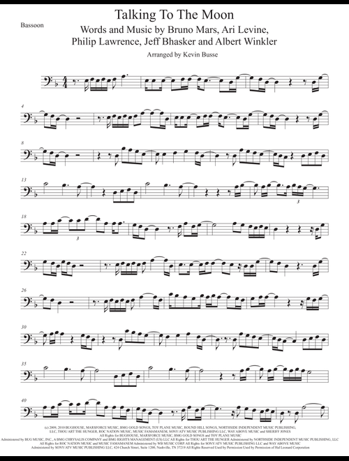 Talking To The Moon (Arr. Kevin Busse) - Bruno Mars (Bassoon Solo)