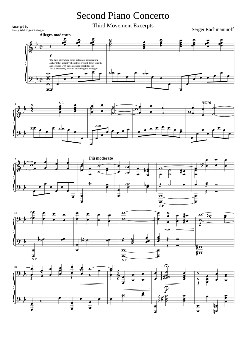 impaciente pastel acumular Rachmaninoff 2nd Piano Concerto (3rd movement excerpts) Piano solo Sheet  music for Piano (Solo) | Musescore.com