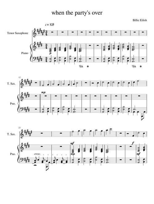 When the party s over Tenor Sax