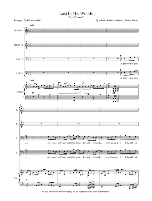 Lost In The Woods (Arr. Adrian Jordan) - Robert Lopez, Kristen Anderson-Lopez (Choral, TTBB)