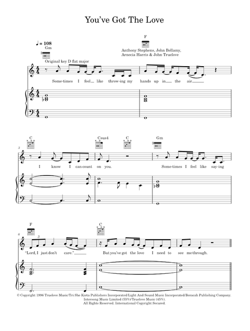 You Got The Love - Candi Staton, Florence And The Machine (Piano-Vocal-Guitar (Piano Accompaniment))
