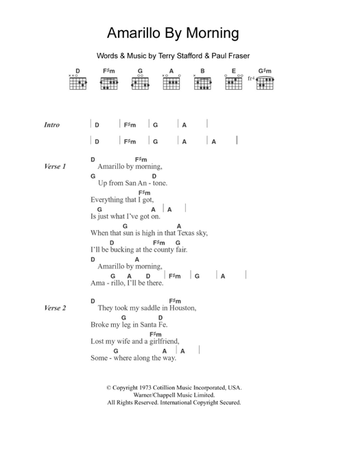 Amarillo By Morning - George Strait (Guitar Chords-Lyrics)