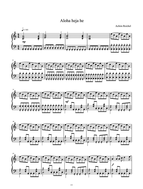 Aloha Heja He (Arr. Achim Reichel) (Piano Solo)