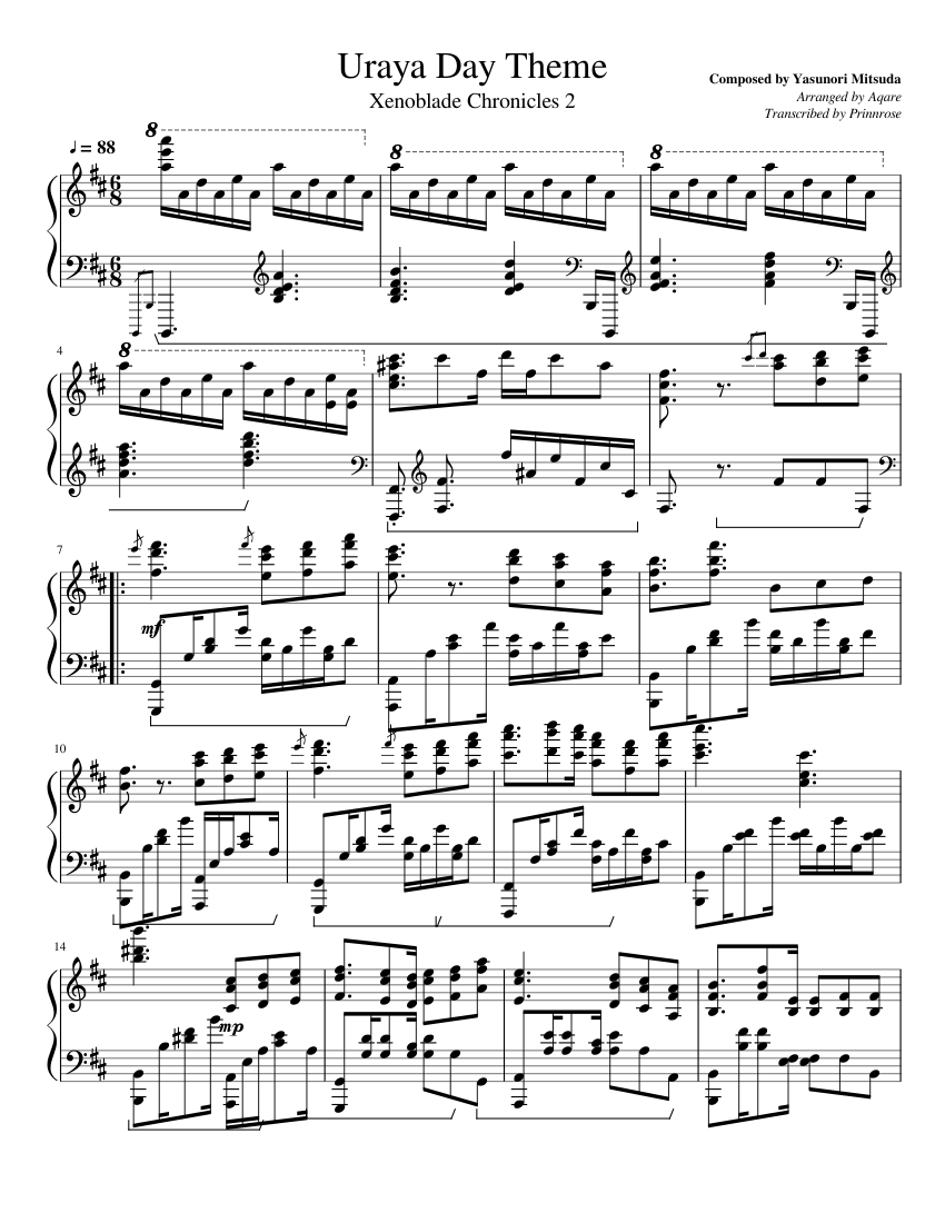 Kingdom of Uraya Day Theme Xenoblade Chronicles 2 (Piano Arrangement