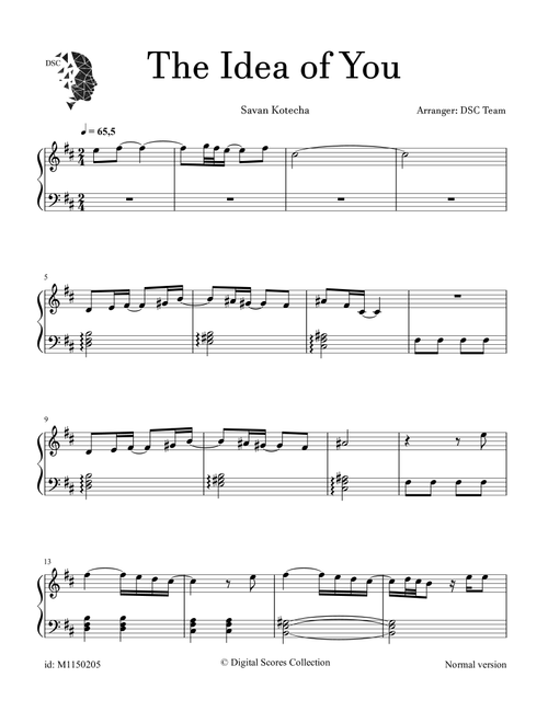The Idea Of You (Arr. Digital Scores Collection) - Carl Falk, Savan Kotecha (Piano Solo)