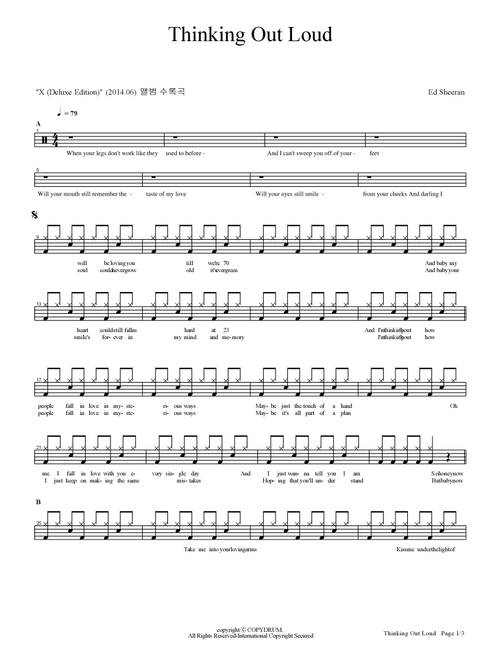 Thinking Out Loud (Arr. COPYDRUM) - Ed Sheeran (Drums)
