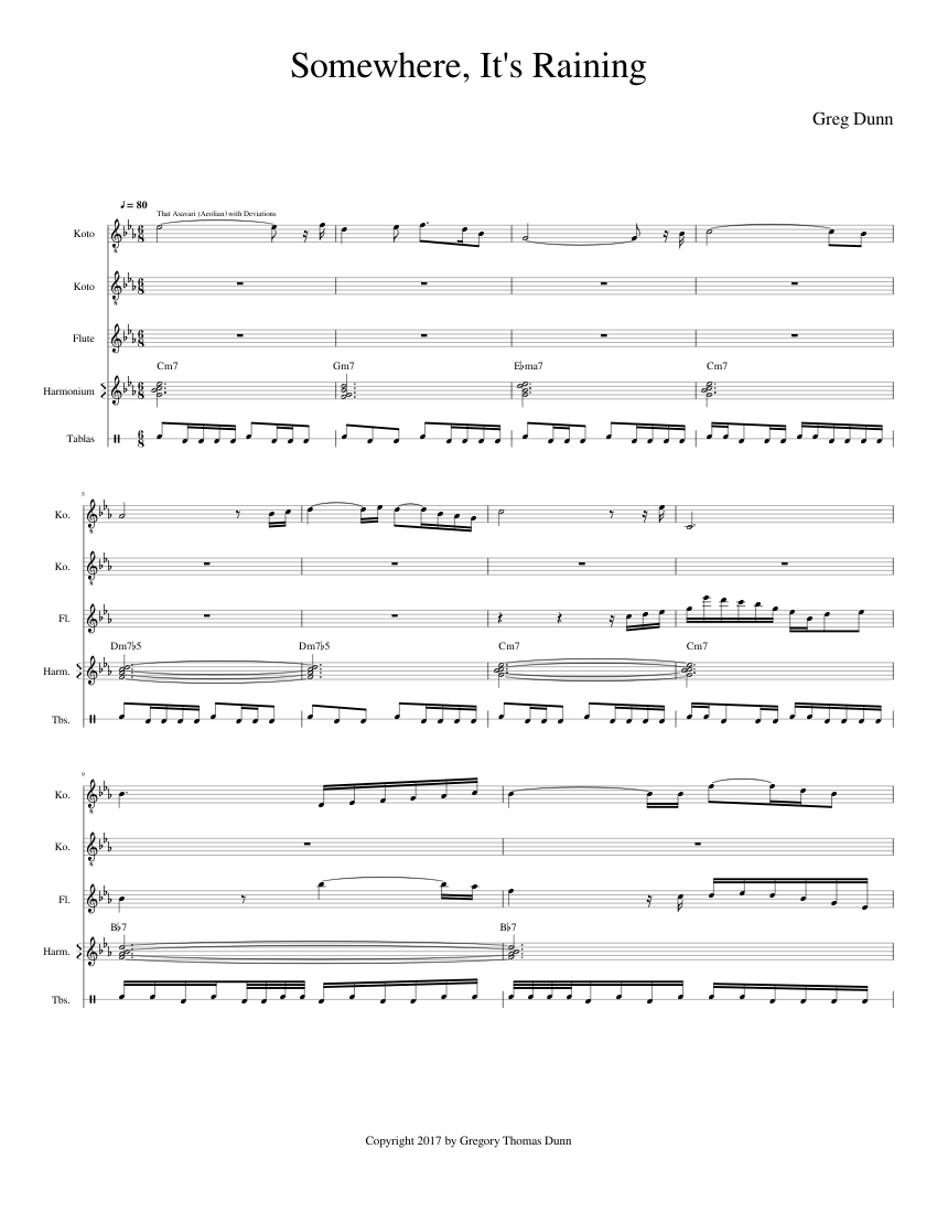 It's Raining Flute Guide.pdf Somewhere, It's Raining Sheet music for Harmonium, Flute, Strings ...