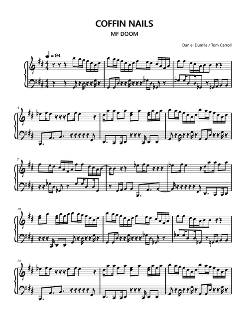 Coffin Nails (Arr. Tom Carroll) - Mf Doom (Piano Solo)