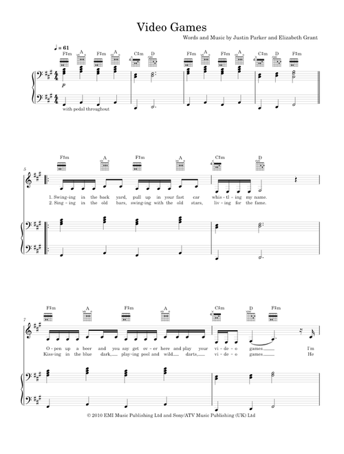 Video games - Lana Del Rey (Piano-Voice-Guitar)