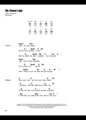 Play Official version of My sweet lady Sheet Music by John Denver