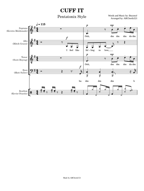 (WIP) CUFF IT (Beyoncé) | Pentatonix Style Sheet Music