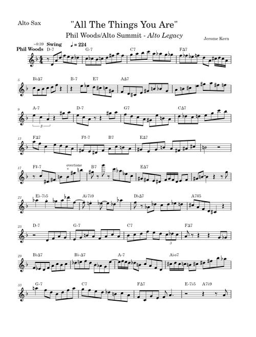Phil Woods / Vincent Herring Solo Transcription: Alto Legacy - All The Things You Are