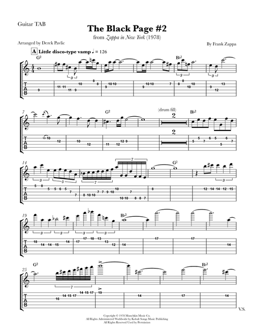 Black Page #2 (Arr. Derek Pavlic) - Frank Zappa (Guitar Tab)