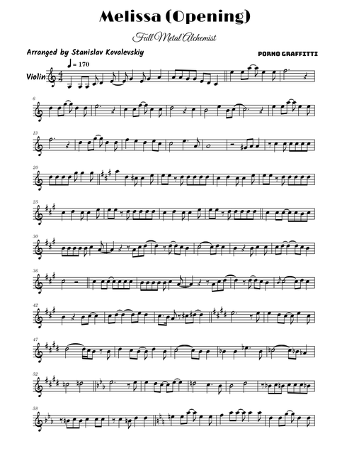 Melissa – Porno Graffitti (Violin Cover by Stanislav Kovalevskiy)