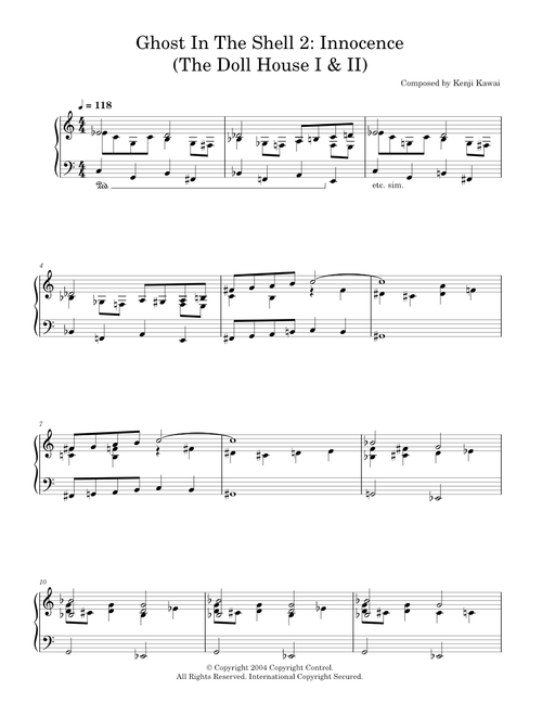 Ghost In The Shell 2: Innocence (The Doll House I and II) - Kenji Kawai (Piano Solo)