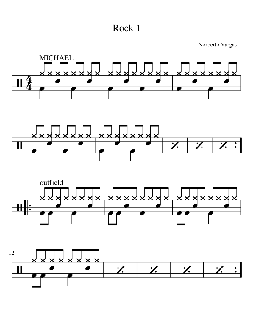 Rock 1 Sheet music for Drum group (Solo) | Musescore.com