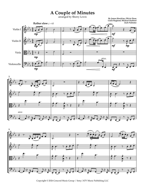 A Couple Minutes (Arr. Sherry Lewis) - Olivia Dean (String Quartet)