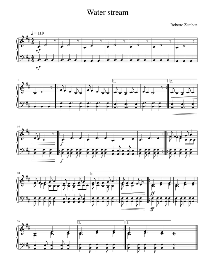 Water stream Sheet music for Piano (Solo) | Musescore.com