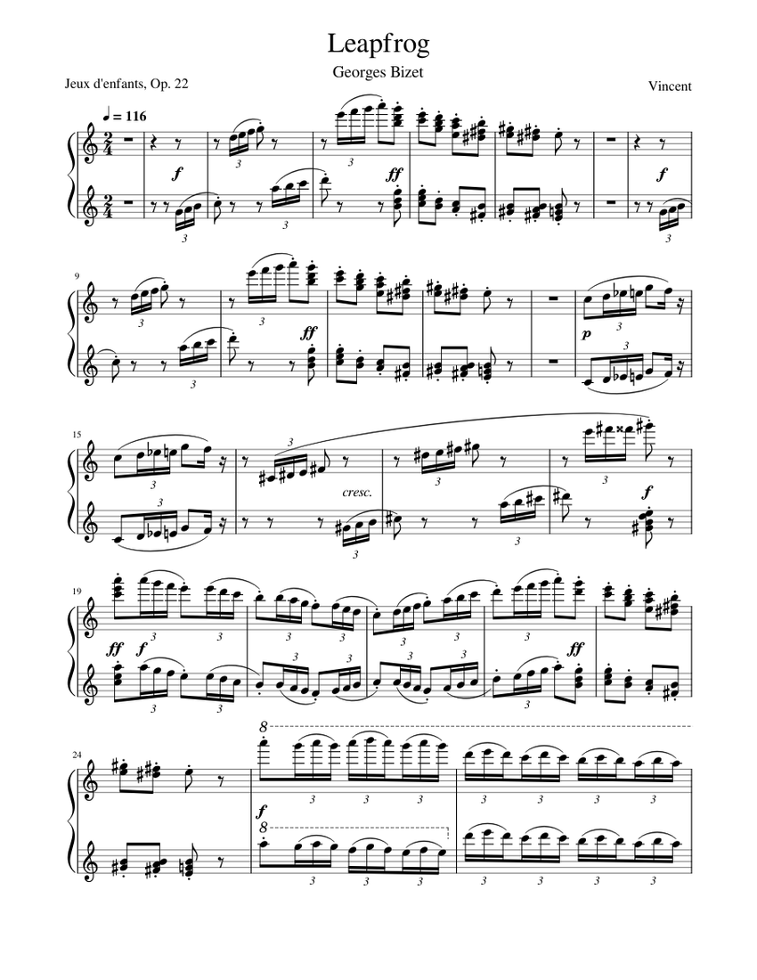 Bizet - Leapfrog Sheet Music for Piano (Solo) | MuseScore.com