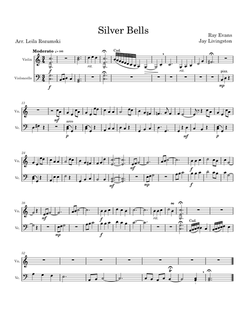 'Silver Bells' Violin & Cello Arrangement - Jay Livingston & Ray Evans