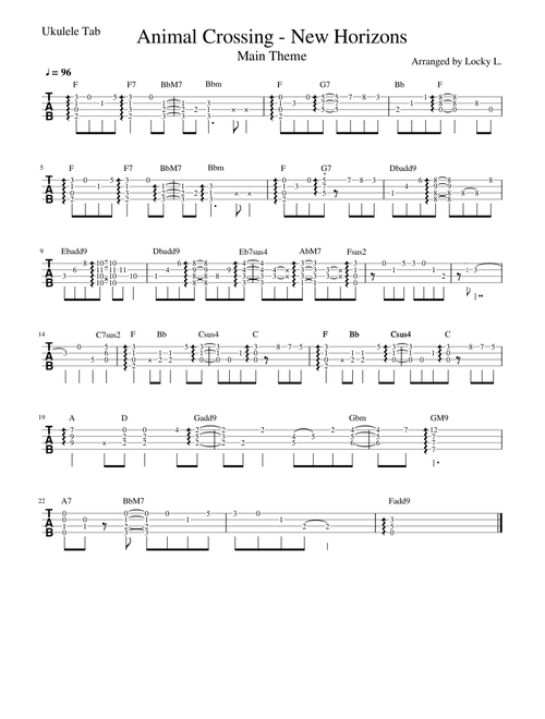 Animal Crossing: New Horizons Main Theme - Ukulele tab