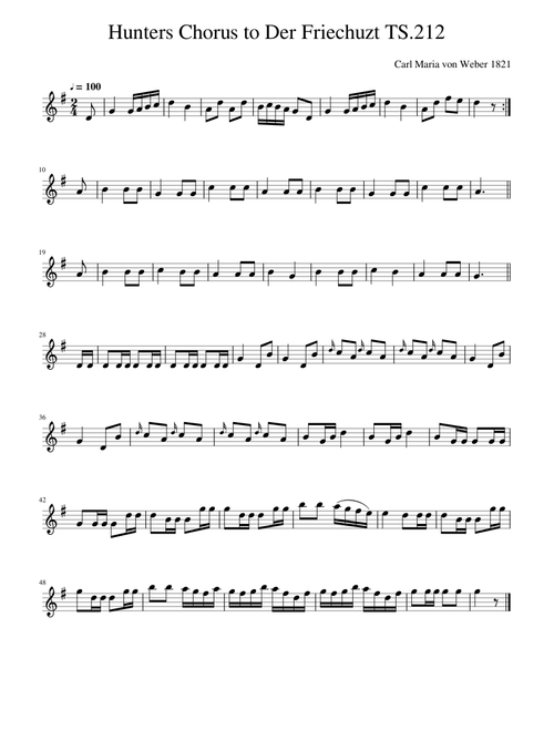 Carl Maria von Weber - Hunters Chorus to Der Friechuzt TS.212