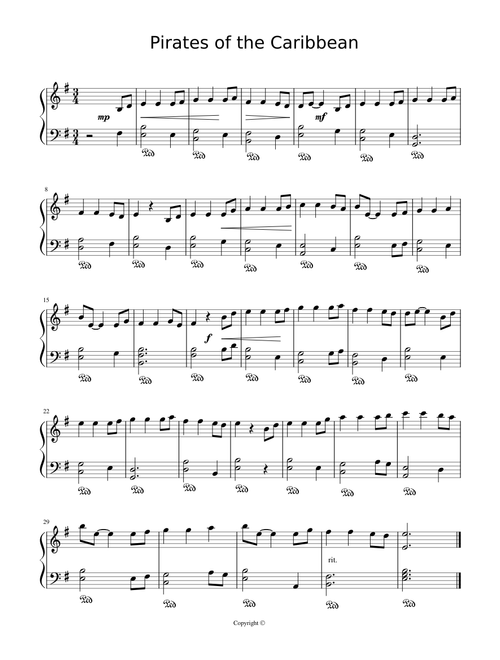 Pirates of the Caribbean - EASY PIANO