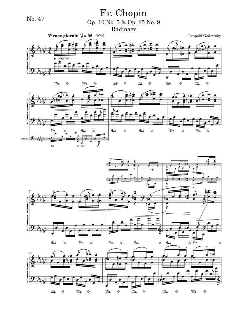 Studies on Chopin's Études – Leopold Godowsky / No. 47 in G-flat