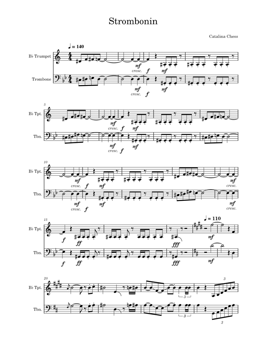 Strombonin Sheet music for Trombone, Trumpet in bflat (Brass Duet
