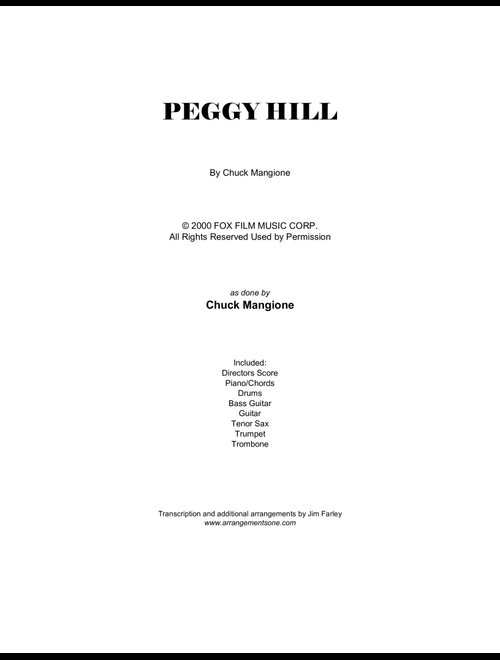 Peggy Hill (Arr. Jim Farley www.arrangementsone.com) - Chuck Mangione (Small Ensemble)