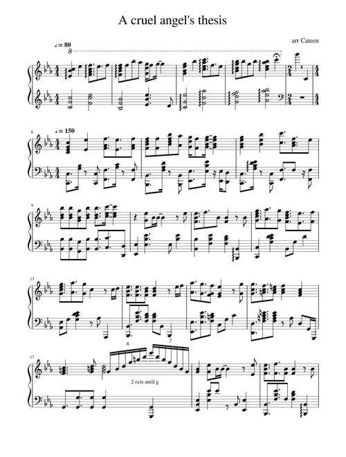 A Cruel Angel's Thesis piano cover (cateen ver)