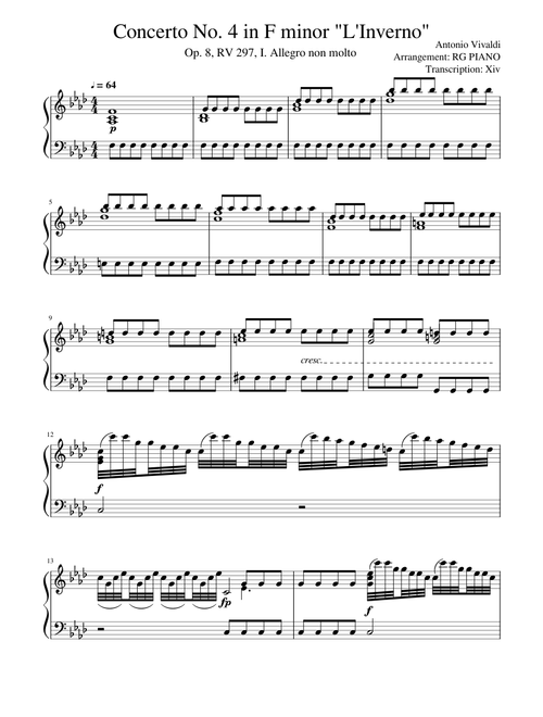 Vivaldi Four Seasons: "Winter", First movement - Violin Concerto in F minor, Op. 8, No. 4, RV. 297, I. Allegro non molto