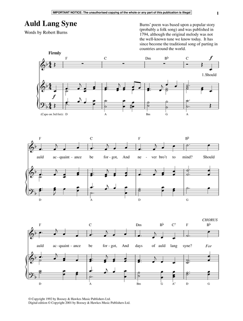 Auld Lang Syne - Anonymous (Piano Vocal)