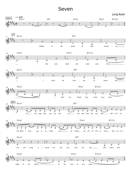 Seven (feat. Latto) – Jungkook (정국) - lead sheet