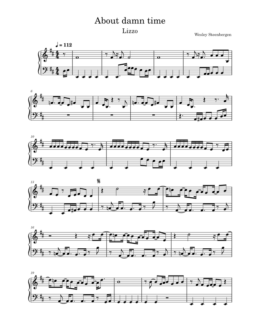 About damn time Lizzo Sheet music for Piano (Solo)