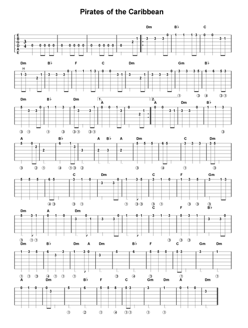 PIRATES (EASY GUITAR) (Arr. SHEET MUSIC HUB) (Guitar Tab with Voice)