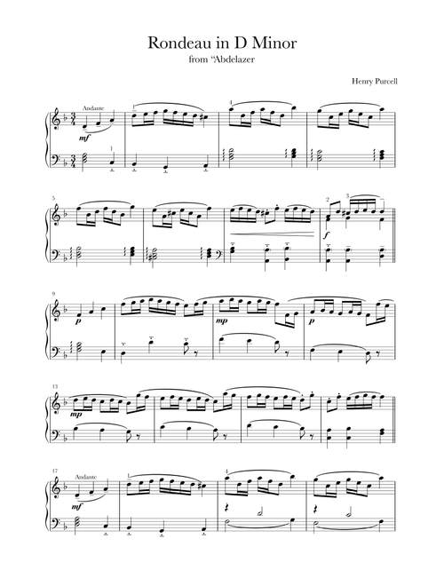 Rondo in D minor by Purcell with a jazzed version (Arr. Thomas Ling of Sibu) - Henry Purcell (Piano Solo)