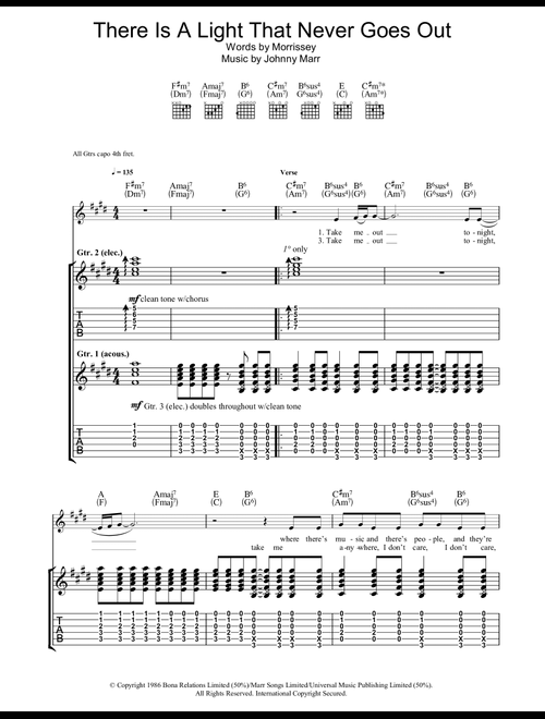 There Is A Light That Never Goes Out - The Smiths (Guitar Tab)