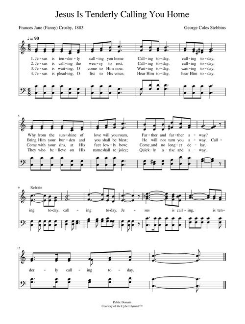 Jesus is tenderly calling you home - George C. Stebbins