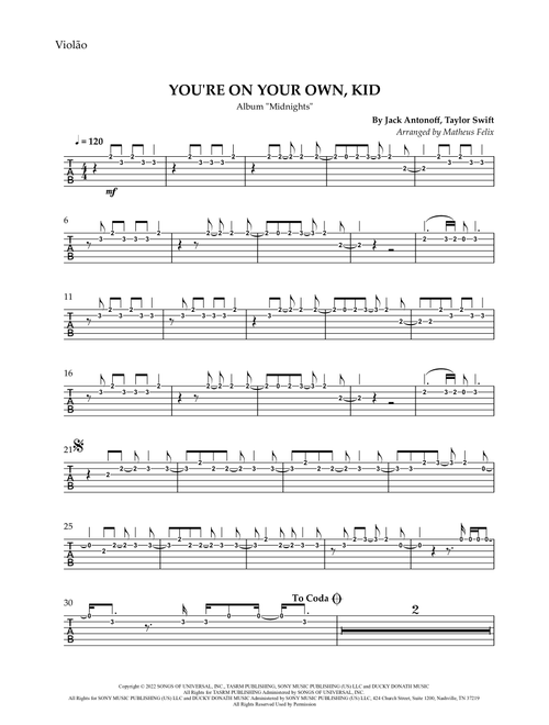 You're On Your Own, Kid (Arr. Matheus Felix) - Taylor Swift (Guitar Tab)