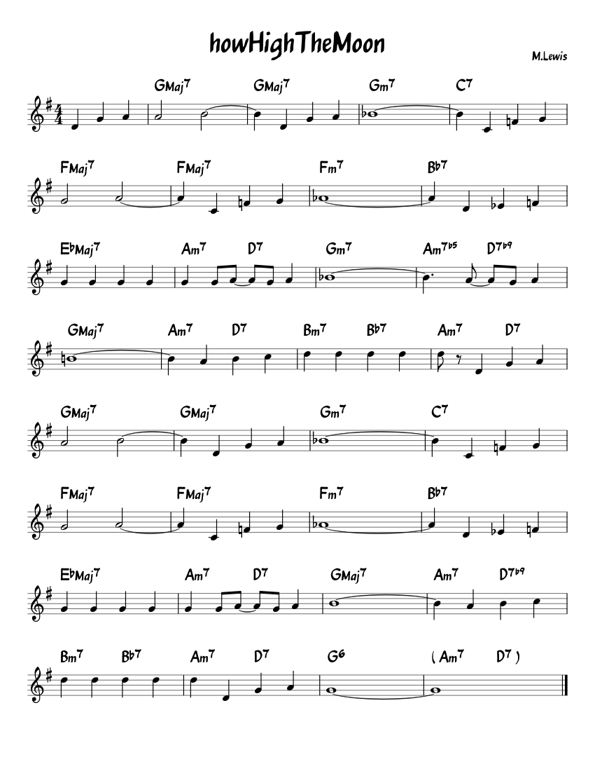 How High the Moon Sheet music for Piano (Solo)