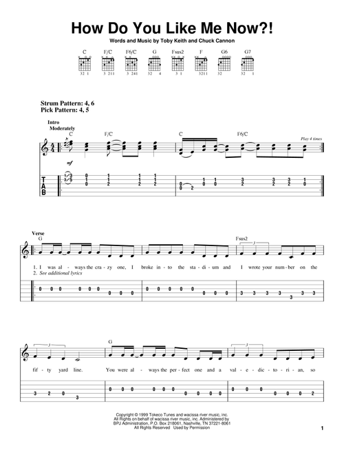 How Do You Like Me Now?! - Toby Keith (Easy Guitar with TAB)