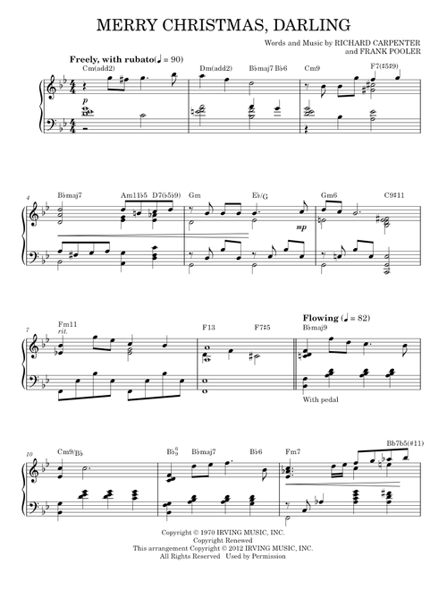 Merry Christmas, Darling [Jazz version] (arr. Brent Edstrom) - The Carpenters (Piano Solo)