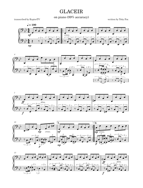 deltarune (Chapter 3) — GLACEIR (piano transcription)