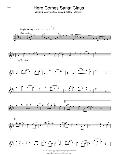 Here Comes Santa Claus (Right Down Santa Claus Lane) - Gene Autry (Flute Solo)