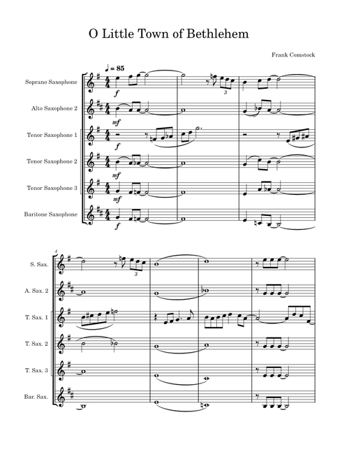 O Little Town of Bethlehem (Sax Sextet)
