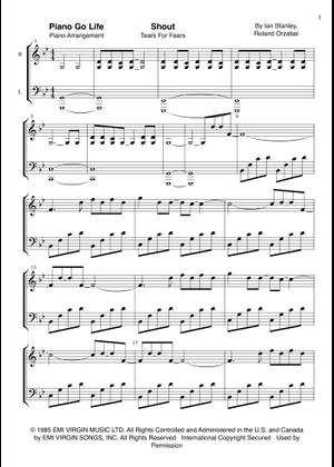 Shout - Tears For Fears - Sheet Music with Chords for Piano